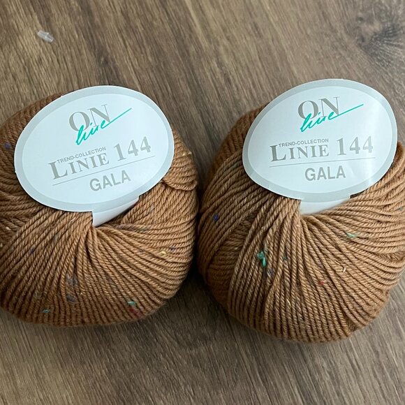 Linie 144 Gala 100% Wool Yarn Bundle Caramel Tan Brown with Multi Color Flecks ( - Picture 1 of 7